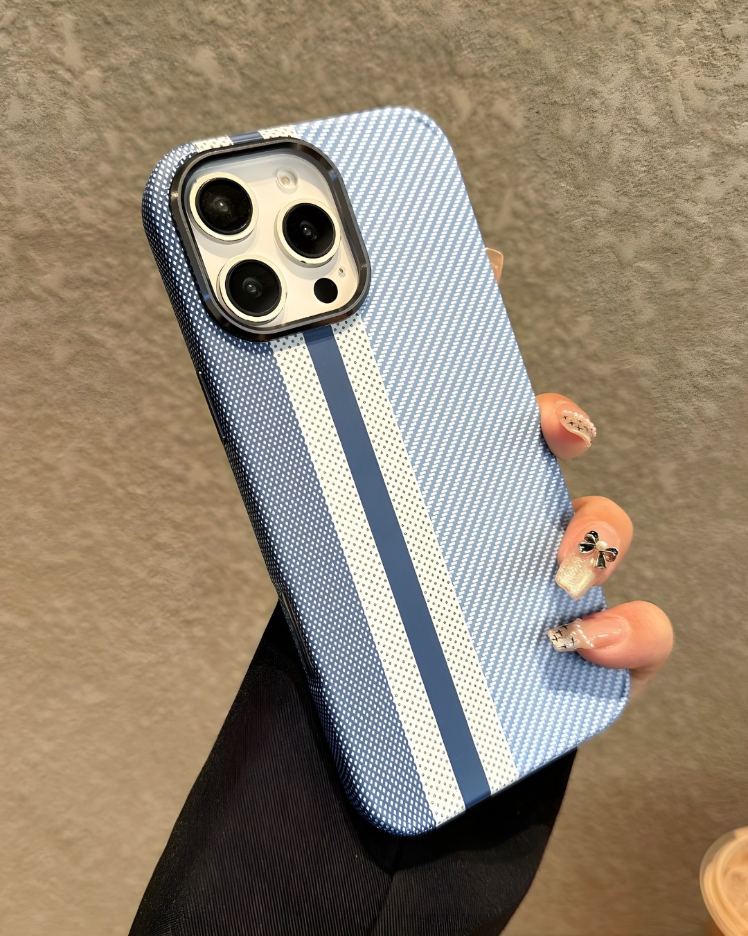 Racing Stripe Carbon-Style Phone Case – Sleek, Durable & Sporty Look